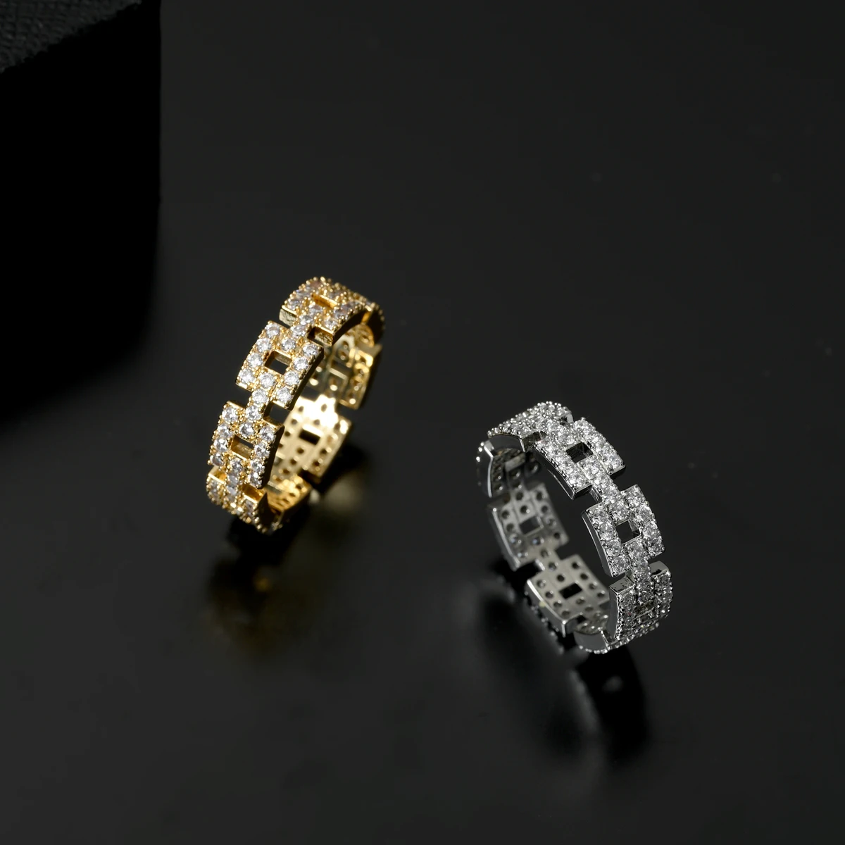 

Hollow out Ring Eternity Band Sterling 925 Silver Plated Hip Hop AAA Zirconia Ring Men women Diamonds Male Jewelry