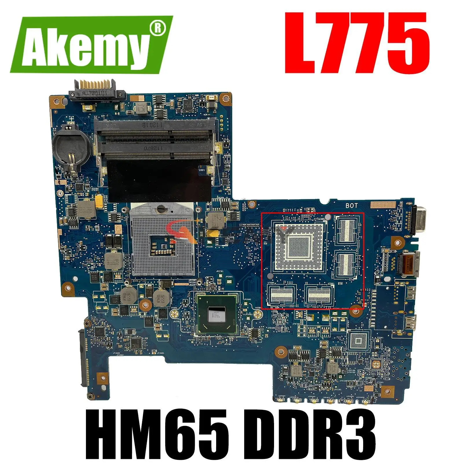 

Материнская плата AKEMY H000032380 для ноутбука TOSHIBA Satellite L770 L775, материнская плата HM65 PGA 988B DDR3 для ноутбука