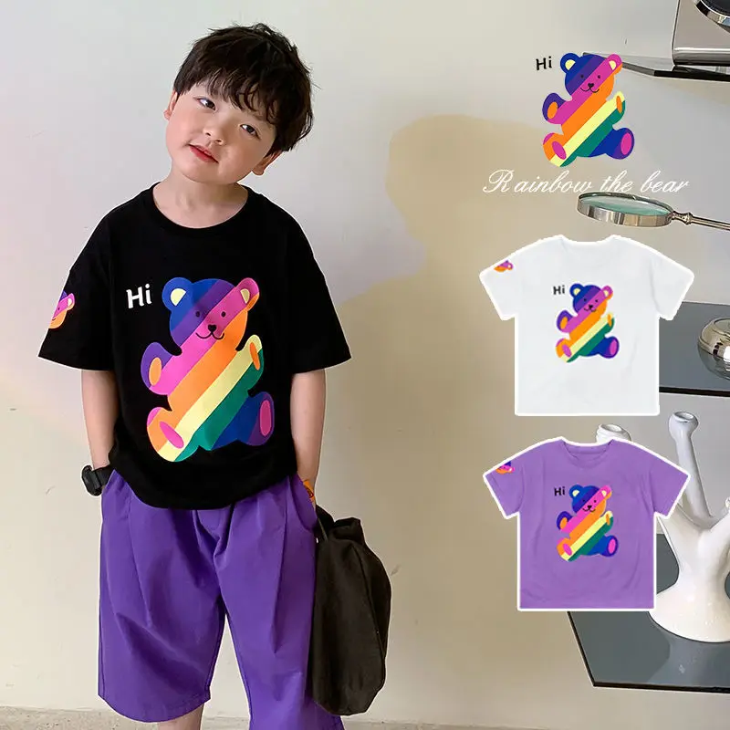 

100% Cotton Children's Clothing New Boys' Summer Short-sleeved Children's Half-sleeved T-shirts for Big Boys and Girls