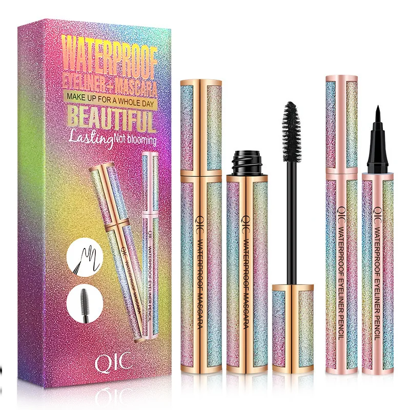 QIC star mascara set eyeliner pencil waterproof hold makeup does not smudge makeup combination Netflix live beauty