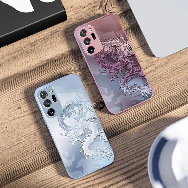 Gradient Dragon For Samsung Galaxy Note 8 9 10 PRO 20 Ultra A01 02 03 Core 04E 4G 12 13 5G Tempering Glass Phone Case