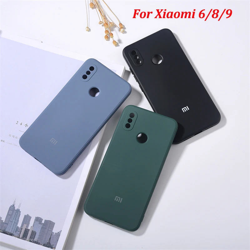 Новый силиконовый чехол для Xiaomi Mi 9 6 8 с шелковистой мягкой отделкой, защитным задним покрытием, ударопрочным корпусом и логотипом.