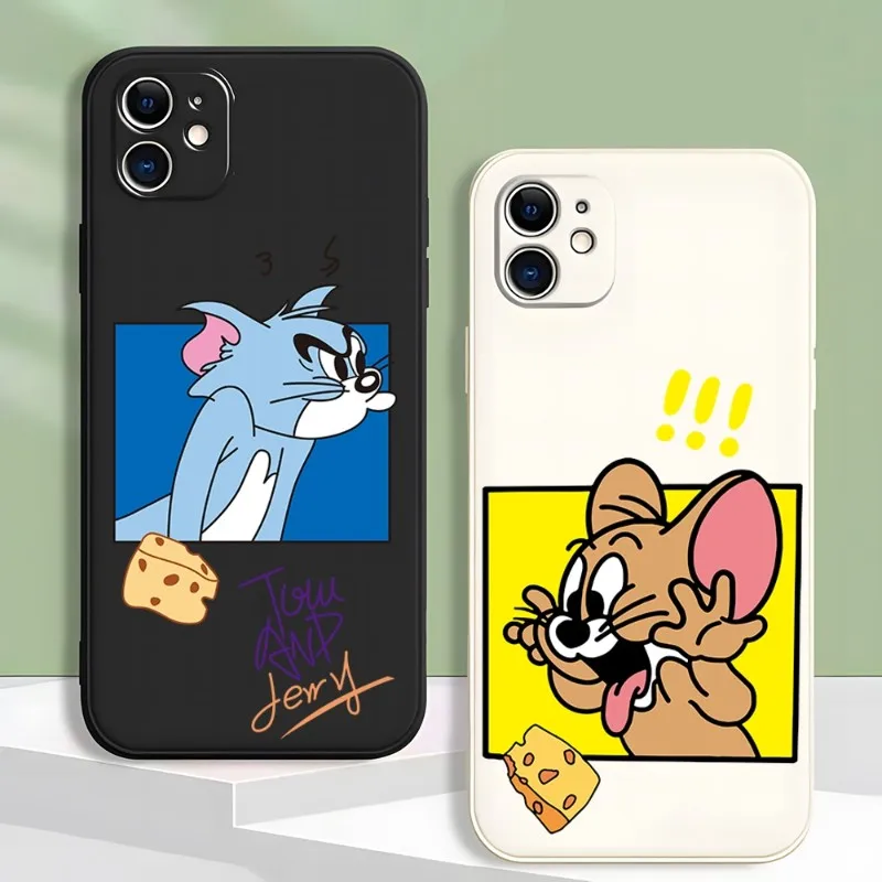 

Cute Cartoon Couple Phone Case For IPhone 13 11 14 12 Pro Max Mini X XR XS 7 8 Plus SE 2020 Shockproof Back Cover Candy