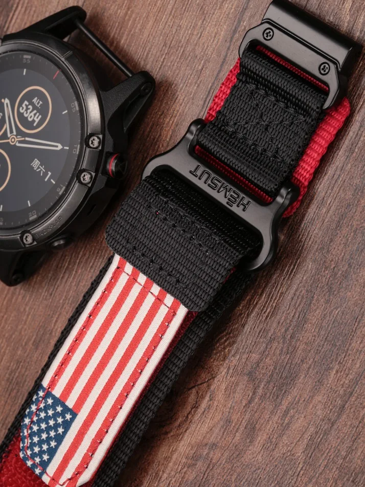 Фото HEMSUT для часов Garmin, ремешок Quickfit 20, 22, 26 мм, нейлоновые спортивные ремешки, совместимые с Fenix Tactix Marq №5