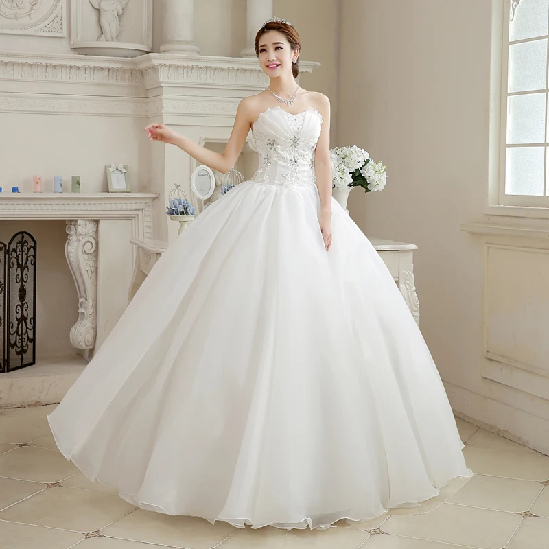 

New Organza Wedding Dresses with Appliques Romantic Princess Ball Gown Formal Dress Elegant White/Ivory Sweetheart Bridal Gown