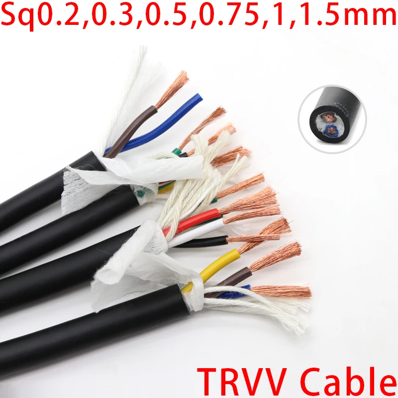 

1m Sq0.2 0.3 0.5 0.75 1 1.5 mm TRVV Cable 2 3 4 5 Cores PVC Shielded Copper Towline Bend Resistant Drag Chain Flexible Wire
