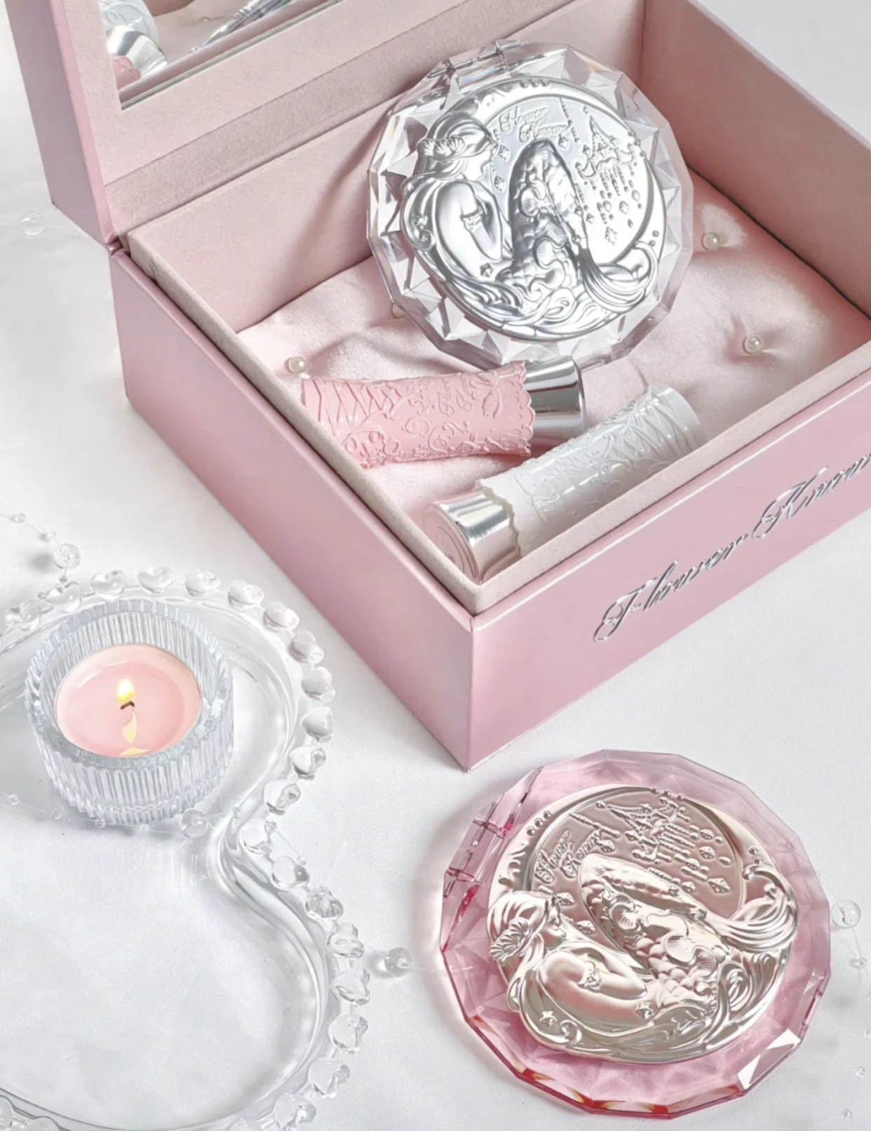 Портативное складное ручное зеркало для макияжа с изображением 7-й годовщины Flower