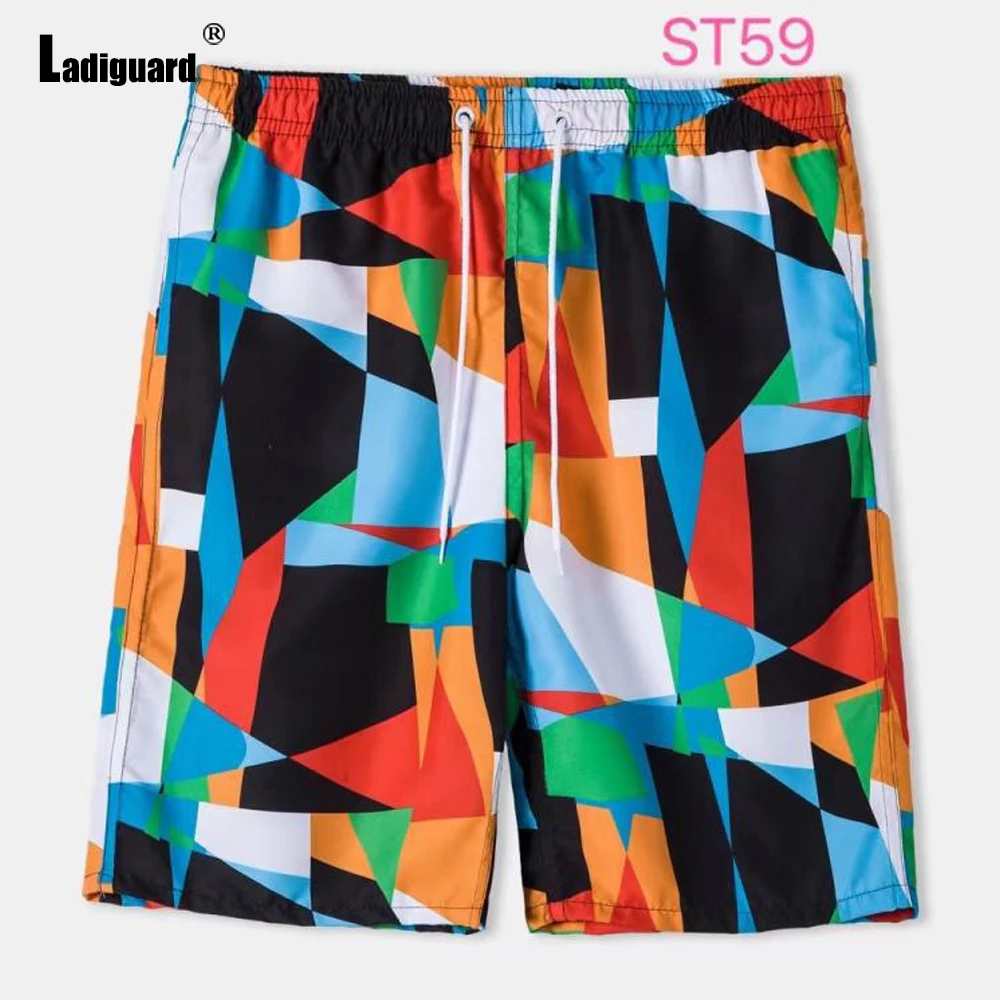 Ladiguard Plus size 3xl Mens Fashion Leisure 3D Print Shorts 2022 Summer New Sexy Drawstring Shorts Male Casual Beach Half Pants