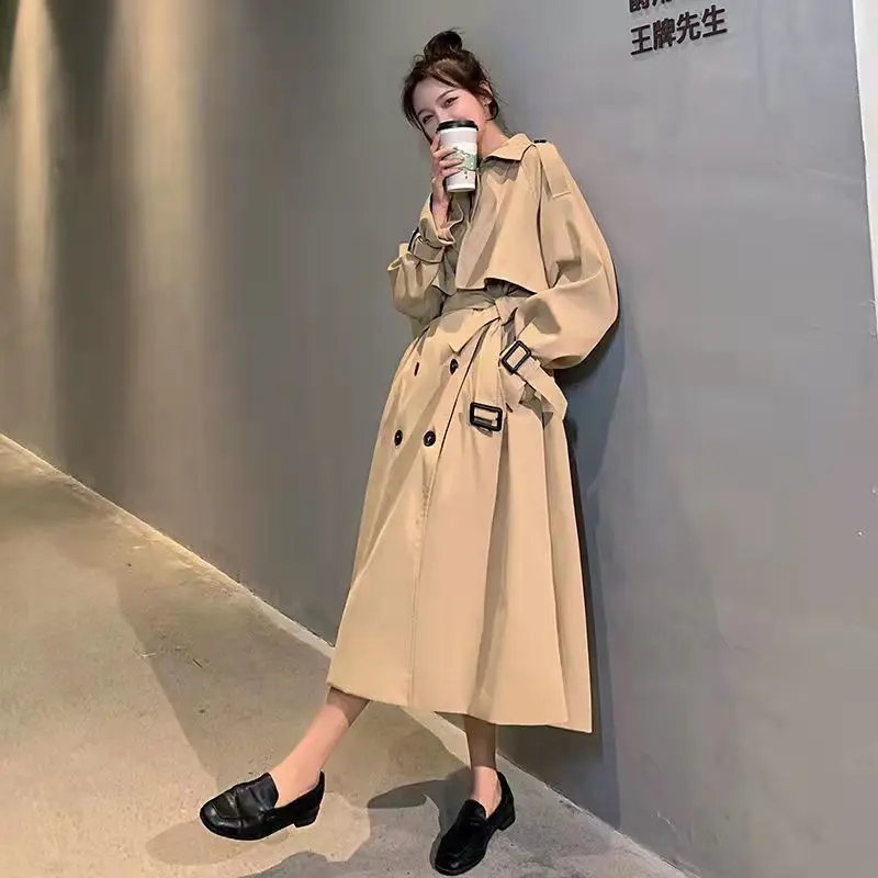

New Coats Woman Autumn 2023 Fashion Lapel Double-breasted Women's Long Trench Coat for Women Overcoat Female Windbreaker A944