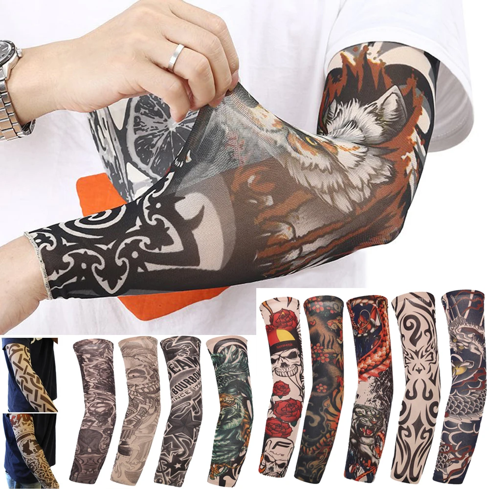 

NEW~Street Tattoo Arm Sleeves Sun UV Protection Arm Cover Seamless Outdoor Basketball Riding Sunscreen Arm Sleeves For Men Women