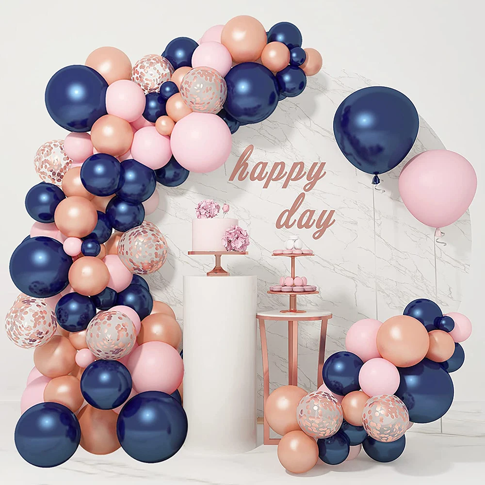 

116Pcs Navy Blue Balloons Arch Garland Kit Rose Gold Pink Confetti Ballon Gender Reveal Baby Shower Wedding Birthday Party Decor