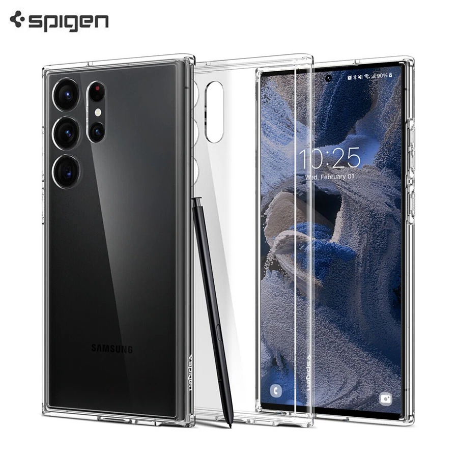 

Original Spigen For Samsung Galaxy S23 Ultra S23+ Plus Ultra Hybrid Clear Phone Case Hard PC Transparent Protective Cover Coque