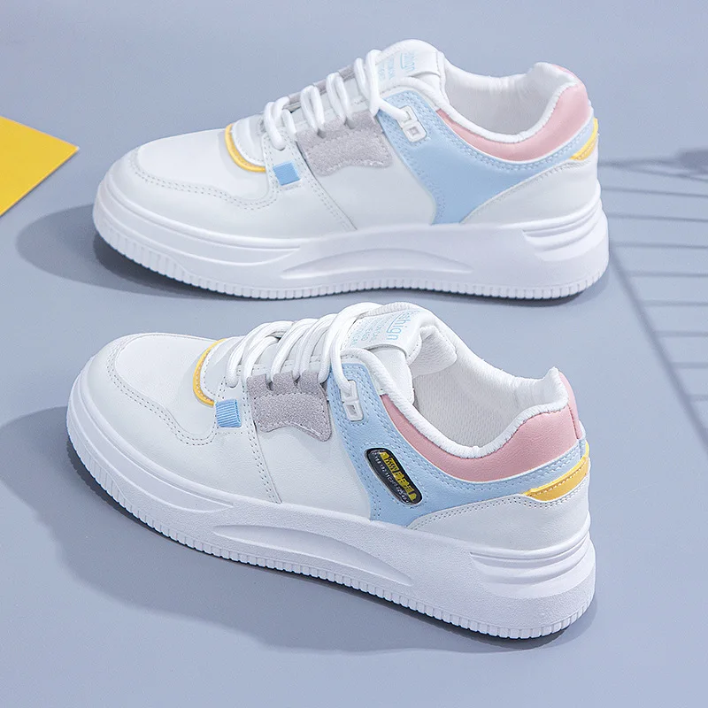 White Shoes Women's All-match Sports Casual Sneakers 2022 Summer New Breathable Thick Bottom Women's Trendy White Shoes Women