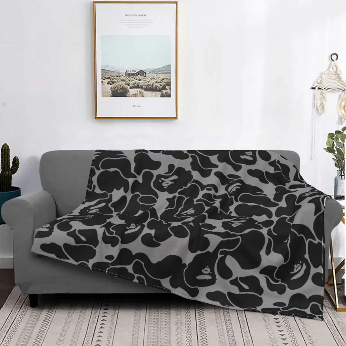 

Camo Bape Pattern Blanket Camo Military Bed Cover Flannel Bedding Sofa Picnic Outlet Art