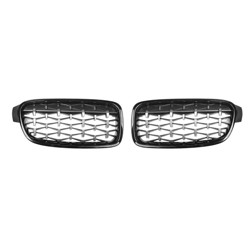 

Car Front Bumper Diamond Kidney Grille Racing Grille for BMW-3 Series F30 F31 320I 325I 328I 330I 2012-2018 Silver+Black