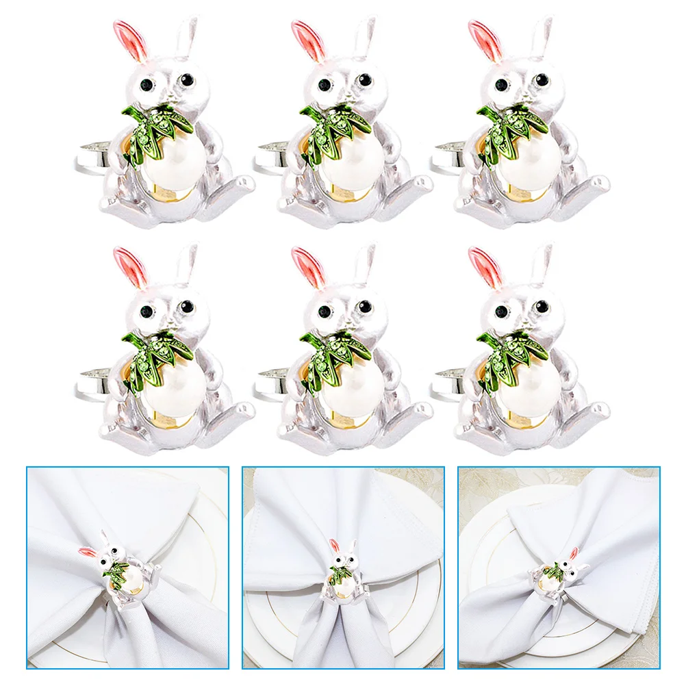 

Napkin Holder Easter Rings Bunny Ring Table Buckle Serviette Rabbit Dining Napkins Towel Dinner Metal Decorations Settings