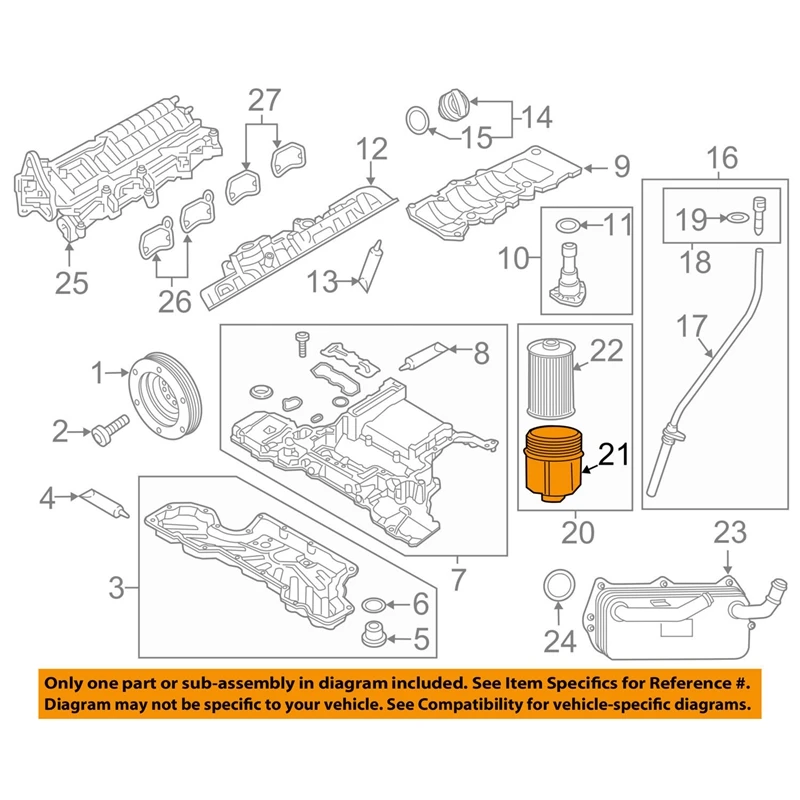 Крышка корпуса масляного фильтра двигателя 079115433C 79115403A для A8 Quattro S6 S7 S8 2014-2018 V8 4.0L
