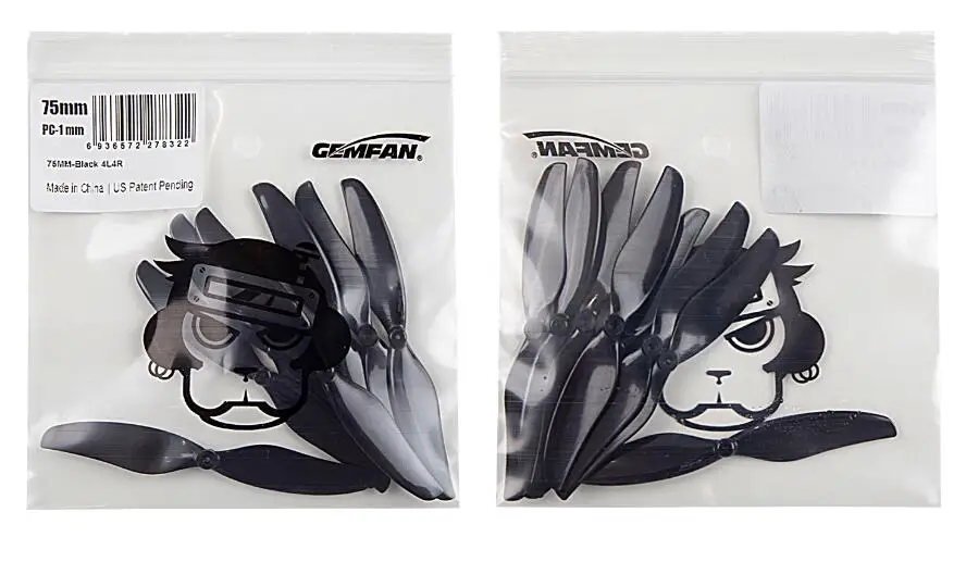 4-8 пар пропеллеров Gemfan 75MM-2, 3-дюймовые лопасти, вал 1 мм для DJI Tello и Freestyle RC. (art.: 3920dcce060cf) - 3920dcce060cf
