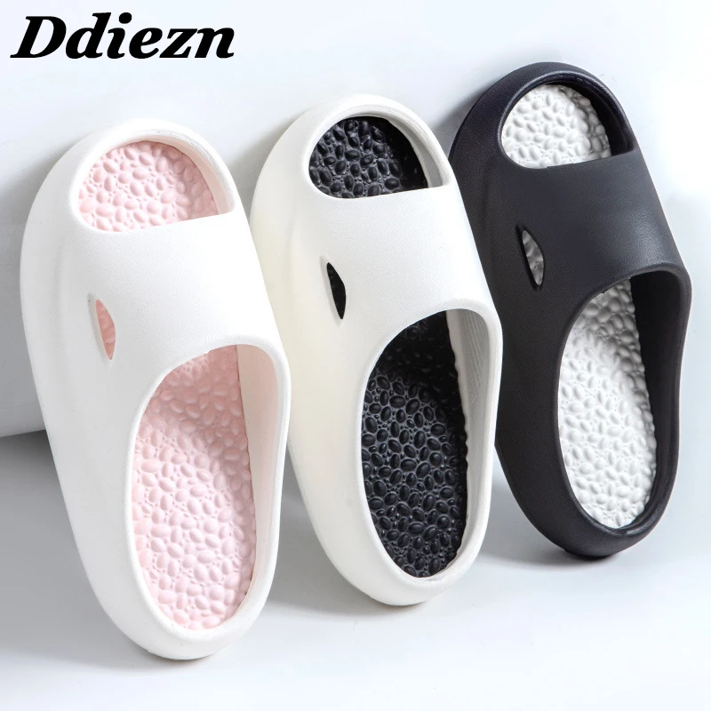 

EVA Thick Platform Summer Beach Woman Slippers Men 2023 Soft Fashion Non-Slip Couple Home Slippers Slides Shoes Flip Flops