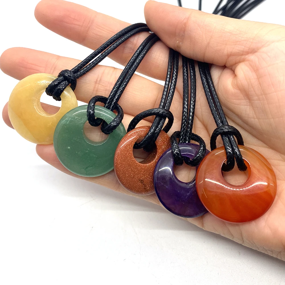 Ожерелье с подвеской из натурального камня ожерелье со старым топазом аметистом