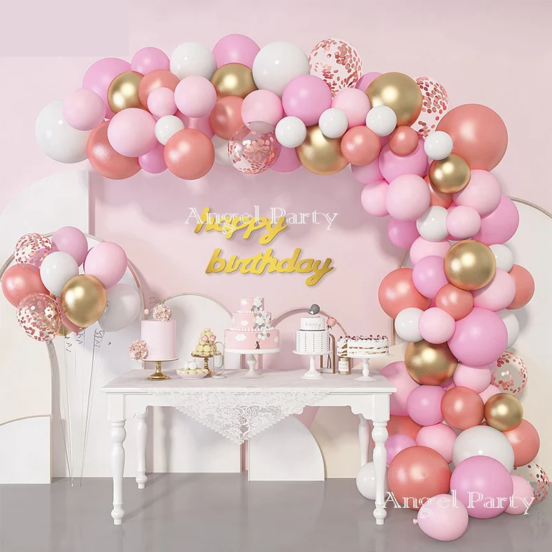 

124pcs Pink Balloon Arch Kit Confetti Garland Wedding decor Baby Shower Girl Birthday Adult Bachelorette Party Baloon Balloons