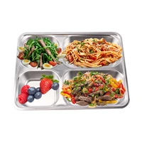 stainless steel rectangular divider dinner plate 4 compartments adult dinner plate fast food tray adult lunch box salad dishes