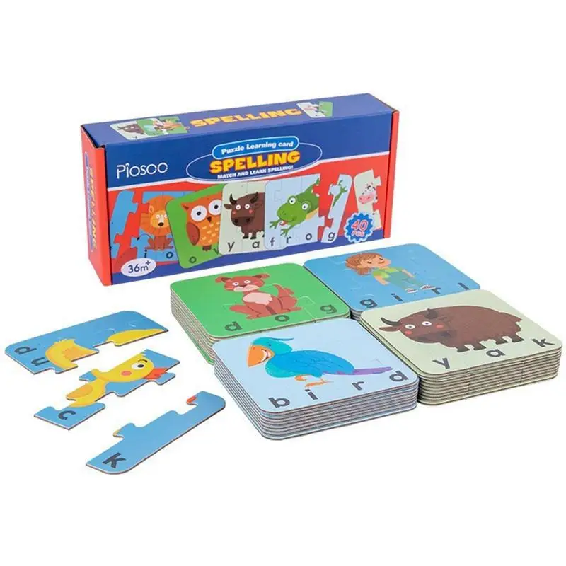 

Деревянная головоломка Монтессори с животными, игрушки для малышей, Обучающие флэш-карты с алфавитом, обучающая игрушка для дошкольников