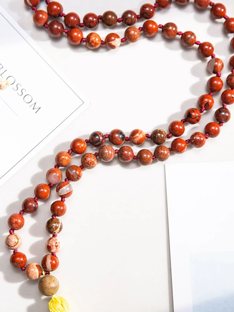 Ожерелье OAIITE 108 из бисера Mala для женщин натуральные камни качественная красная