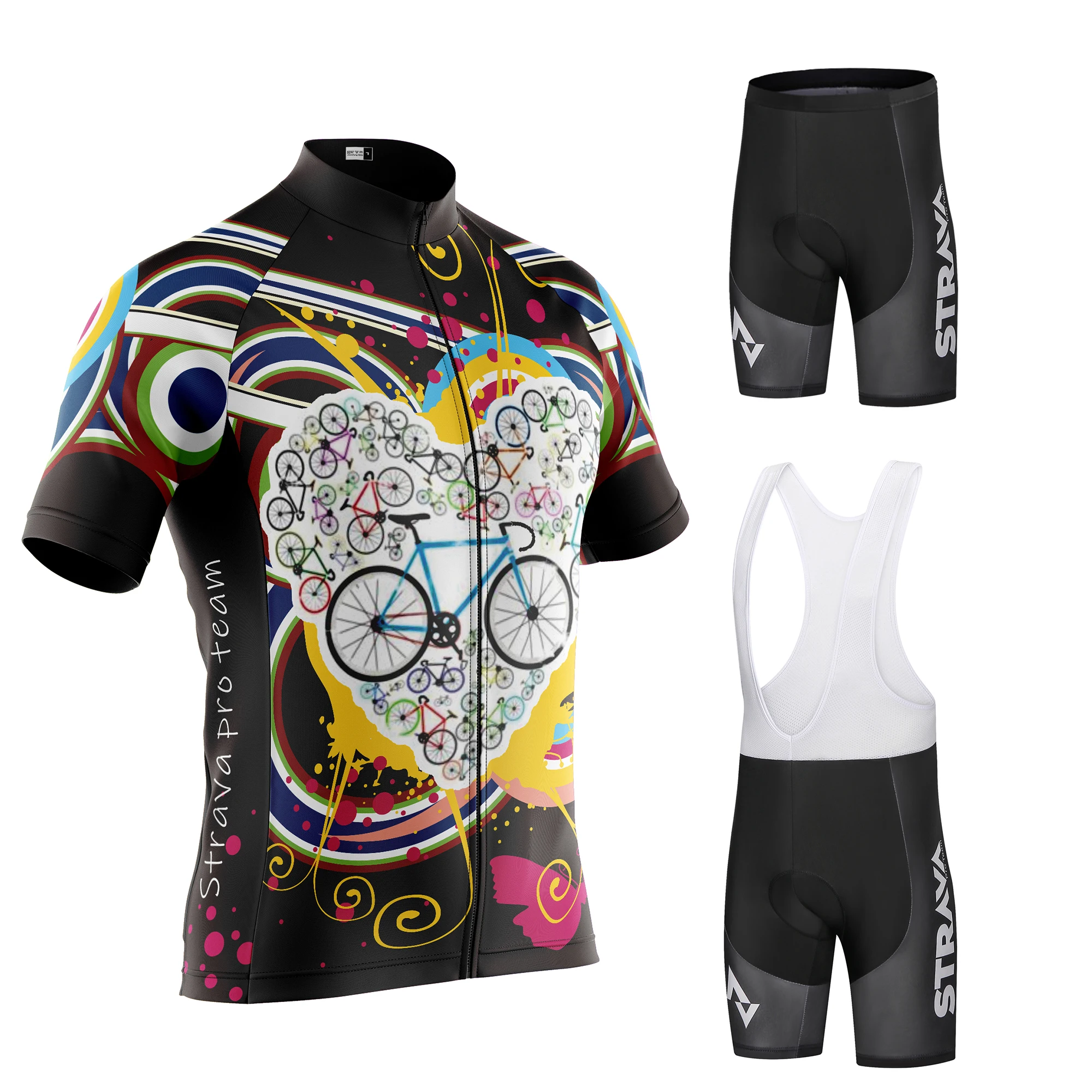 

STRAVA Pro Team Cycling Jersey Men Set Bib Shorts Set Summer Bike Jersey Bicycle Racing Uniform Clothes