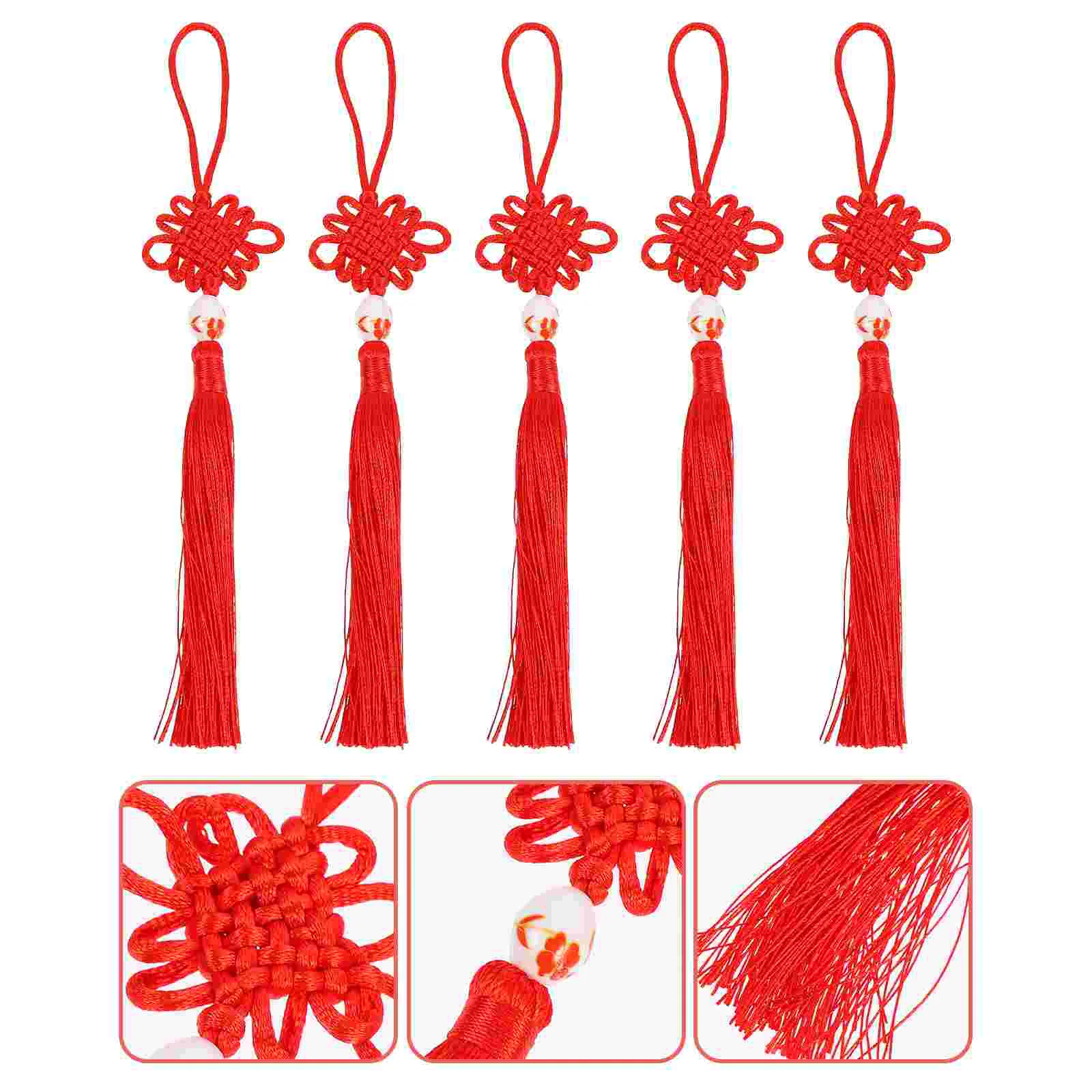 

Chinese Tassel Hanging Pendant Coins Knots Decoration Knot Red Car Ornaments Handmade Ornament Wealth Zodiac Good Fortune