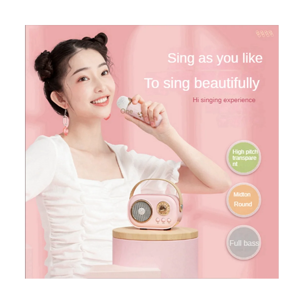 

Mini Wireless Bluetooth Audio Home Singing Karaoke Integrated Microphone Speaker Stereo Home KTV Set White