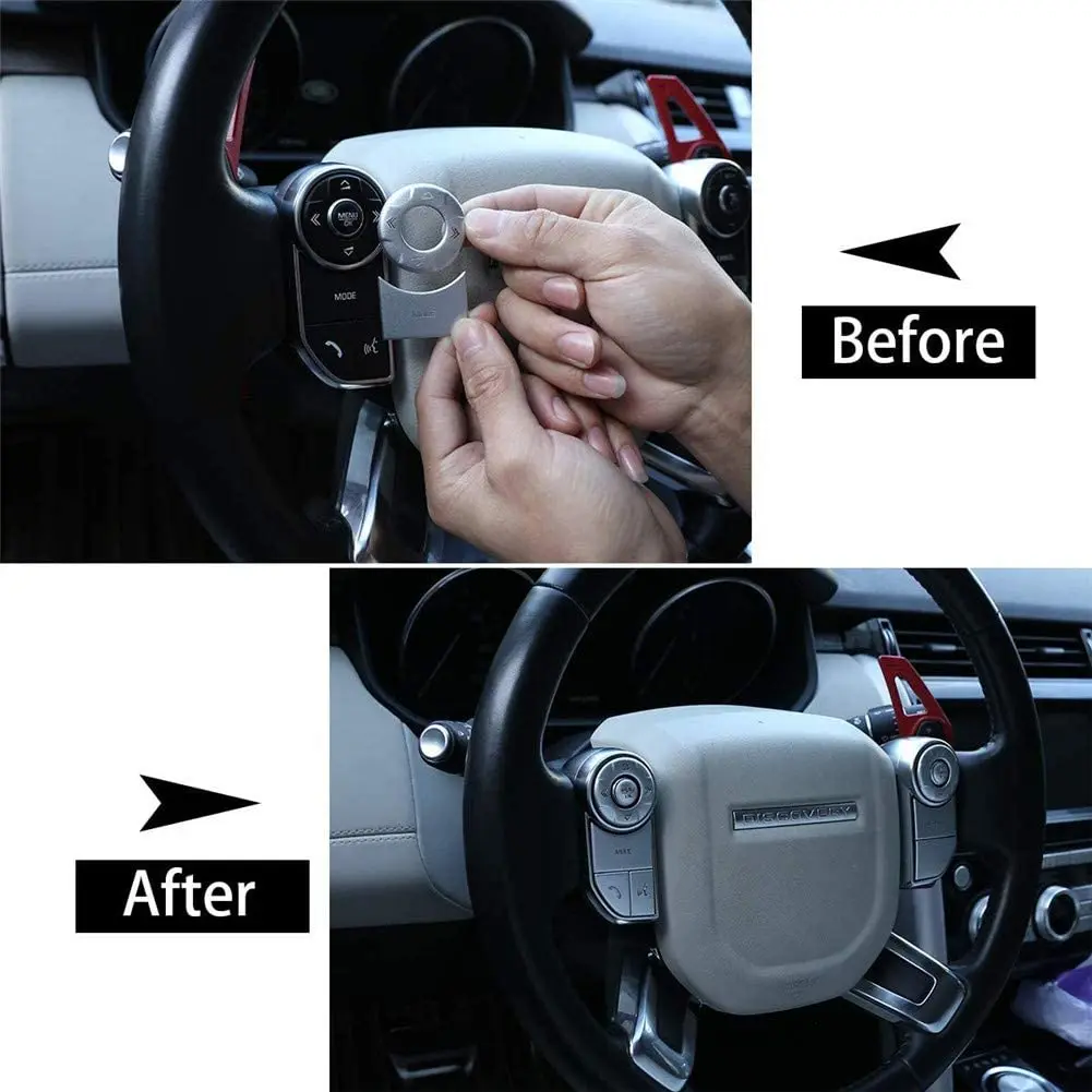 

For Land Rover Range Rover Sport Vogue 2014-2017 Discovery 5 2017-2019 Aluminum Alloy Steering Wheel Button Cover Trim Sticker