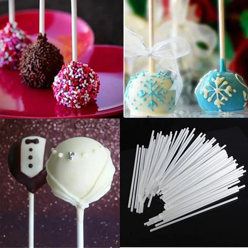 

100Pcs Safe Plastic Lollipop Stick Cake Pop Sucker For Chocolate Sugar Candy Fudge Cookie Sugar DIY Mold Baking Accessories
