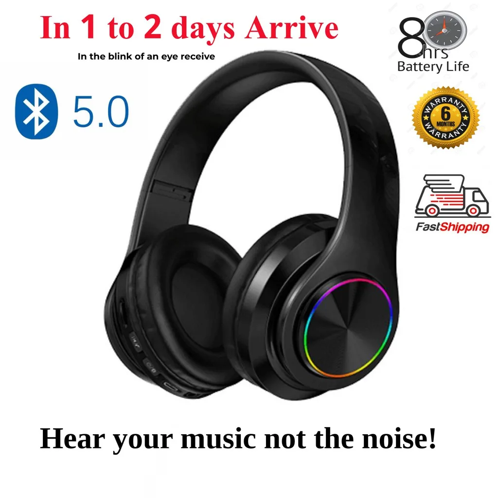 

B39 Wireless Headset Bluetooth 5.0 Colorful LED Bass Stereo Wireless Headphones Ove-Ear Headphones Wireless Headphone