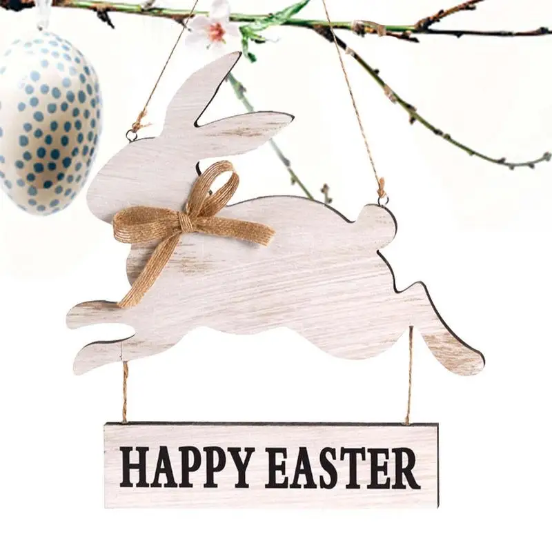 

Wooden Rabbit Decor Portable Cute Easter Decorations Wood Rabbit Decor Multifunctional Easter Bunny Table Wooden Signs Car