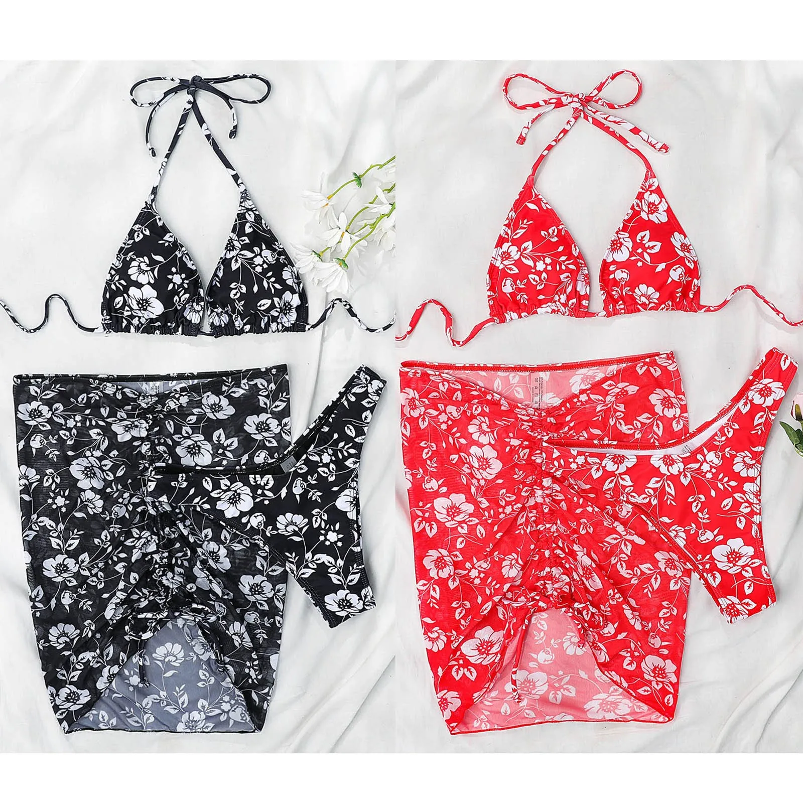 

Women's Solid Color Strip Cup U-neck Pants Sexy Bikini Swimsuit Swimwear Biquinis Feminino Купальник 2022