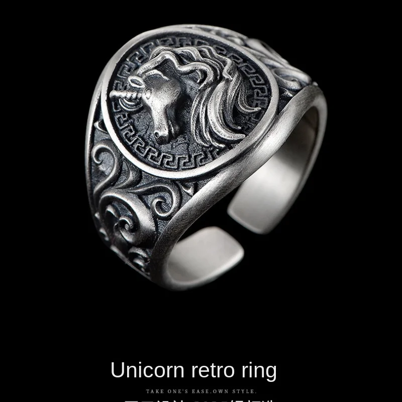 

Fashion Simple Unicorn Rings for Men Hip Hop Retro Silver Color Animal Open Index Finger Ring Goth Punk Jewelry Accessories Gift