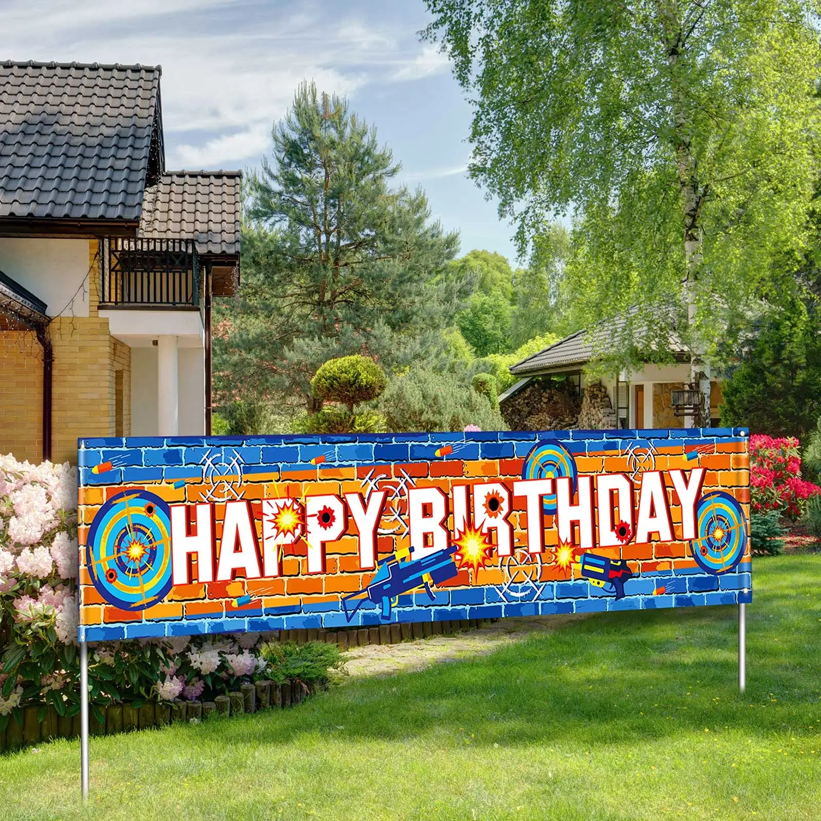 

Женский яркий баннер с надписью "Happy Birthday"