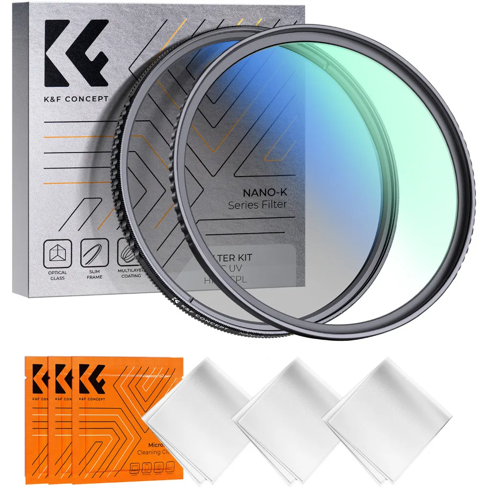 

K&F Concept 49mm 55mm 67mm 82mm 2 in 1 Filter Kit MCUV+CPL Camera Lens Filters Ultra-thin Anti-scratch with 18 Layer Coatings