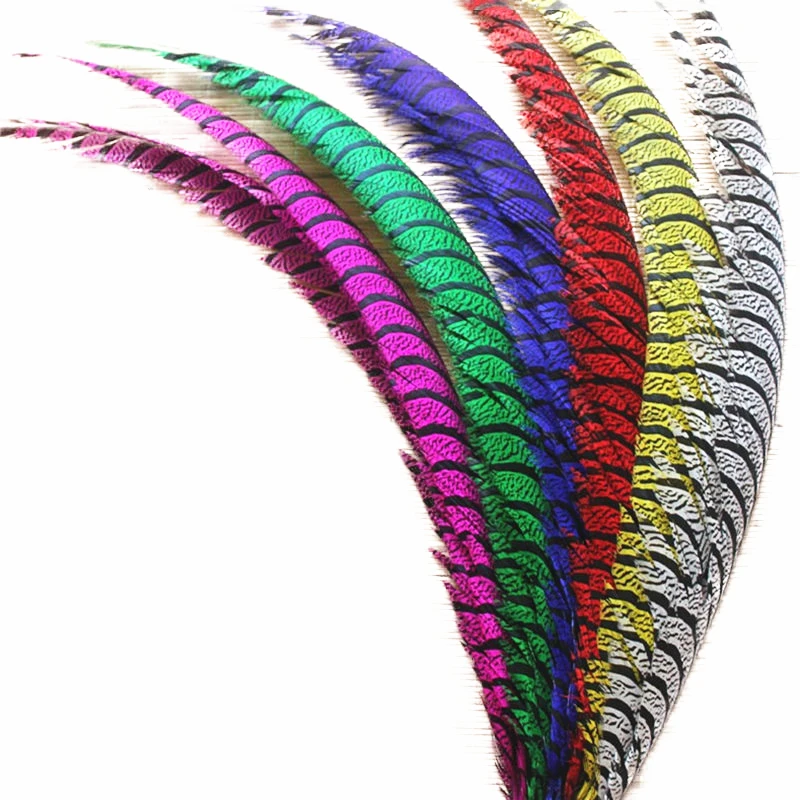 

50Pcs/Lot Natural Colored Zebra Lady Amherst Pheasant Tail Feathers 32-40'' 80-100CM Carnival Long Feather for Clothes Decor DIY