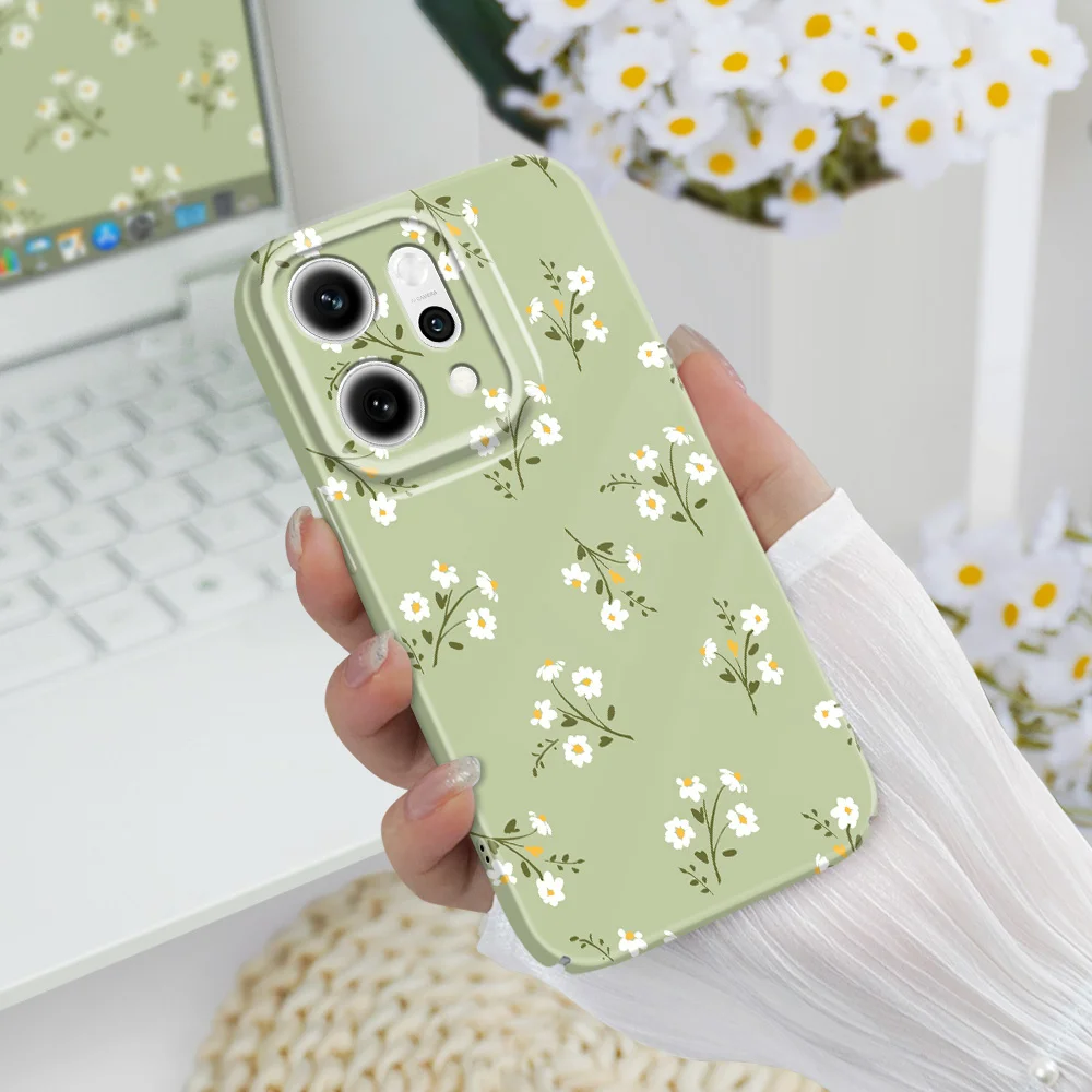 Фото Чехол для телефона с красивыми цветами для OPPO Reno 14 14F 13 13F 12 12F 11 11F 10 8 8Z 8T 7 7Z Pro 4G 5G, жесткий чехол с пленкой. №4