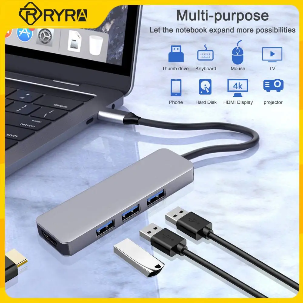 

4-портовый USB-разветвитель RYRA, USB 3,0, высокоскоростной разветвитель типа C, 5 Гбит/с, 4 порта USB 3,0, порта s для ПК, компьютерные аксессуары, несколь...