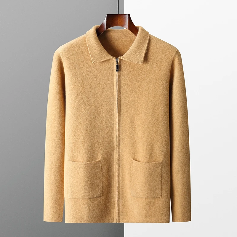 Мужской кашемировый кардиган с длинным рукавом Повседневная Деловая теплая