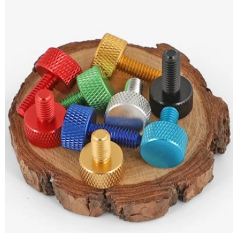 

10pcs/lot M3 M4 M5 M6*6/8/10/12/16/20 anodized colourful Knurled Aluminum Thumb Screw Computer case Screw Hand tighten Screw