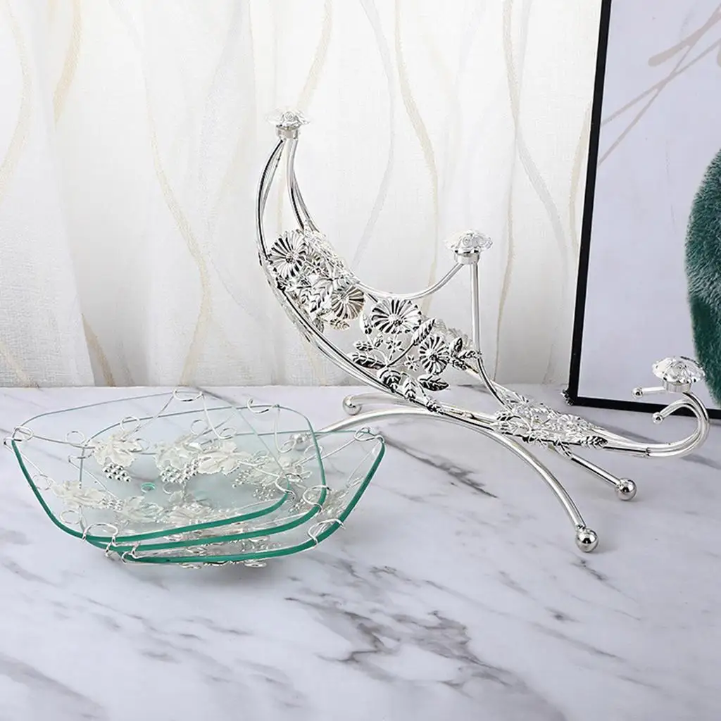 

Glass Fruit Plate Club Dessert Pastry Fruit Holder Serving Tray Bedroom