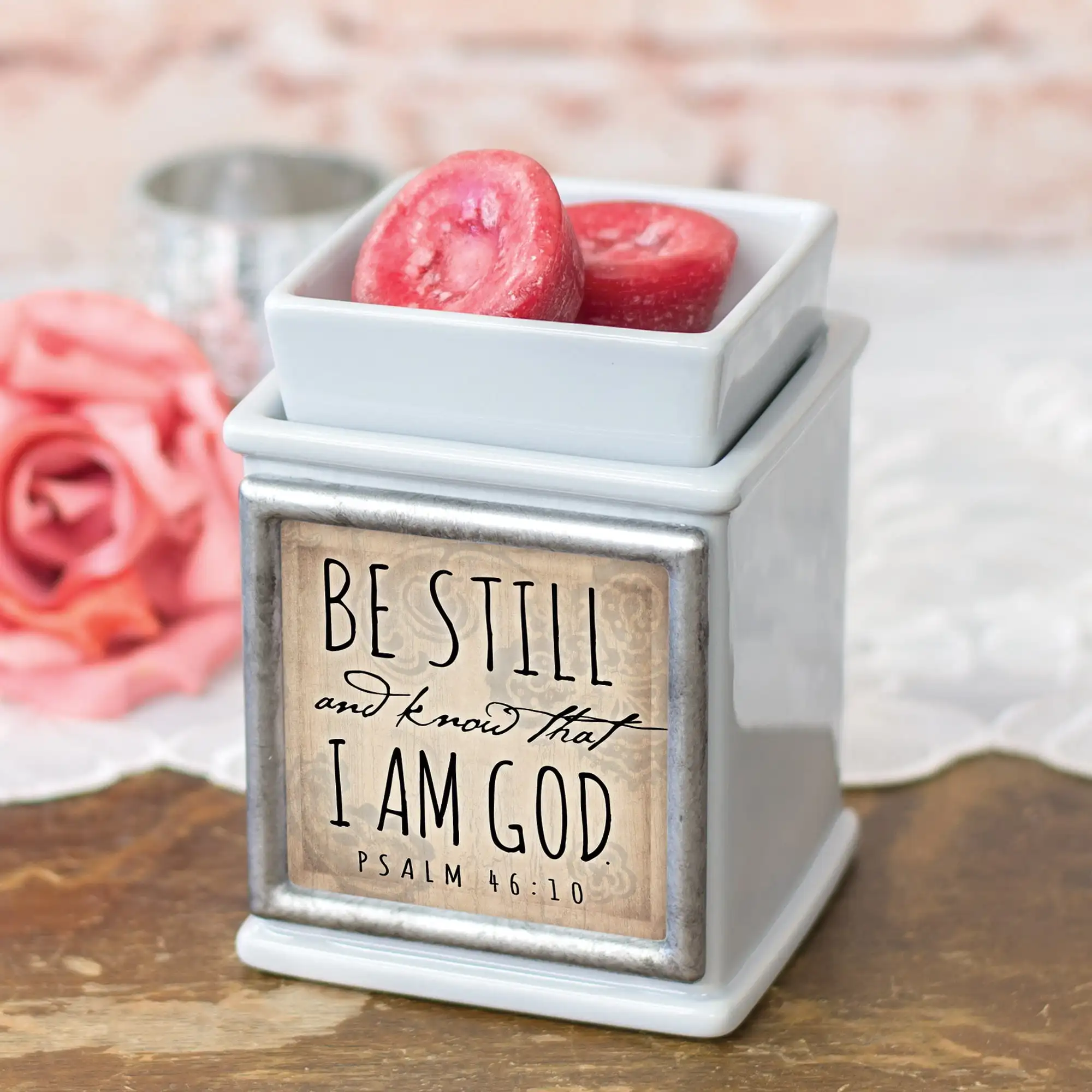 

Be Still Know Ceramic Slate Grey Interchangeable Photo Frame Candle Wax Oil Warmer