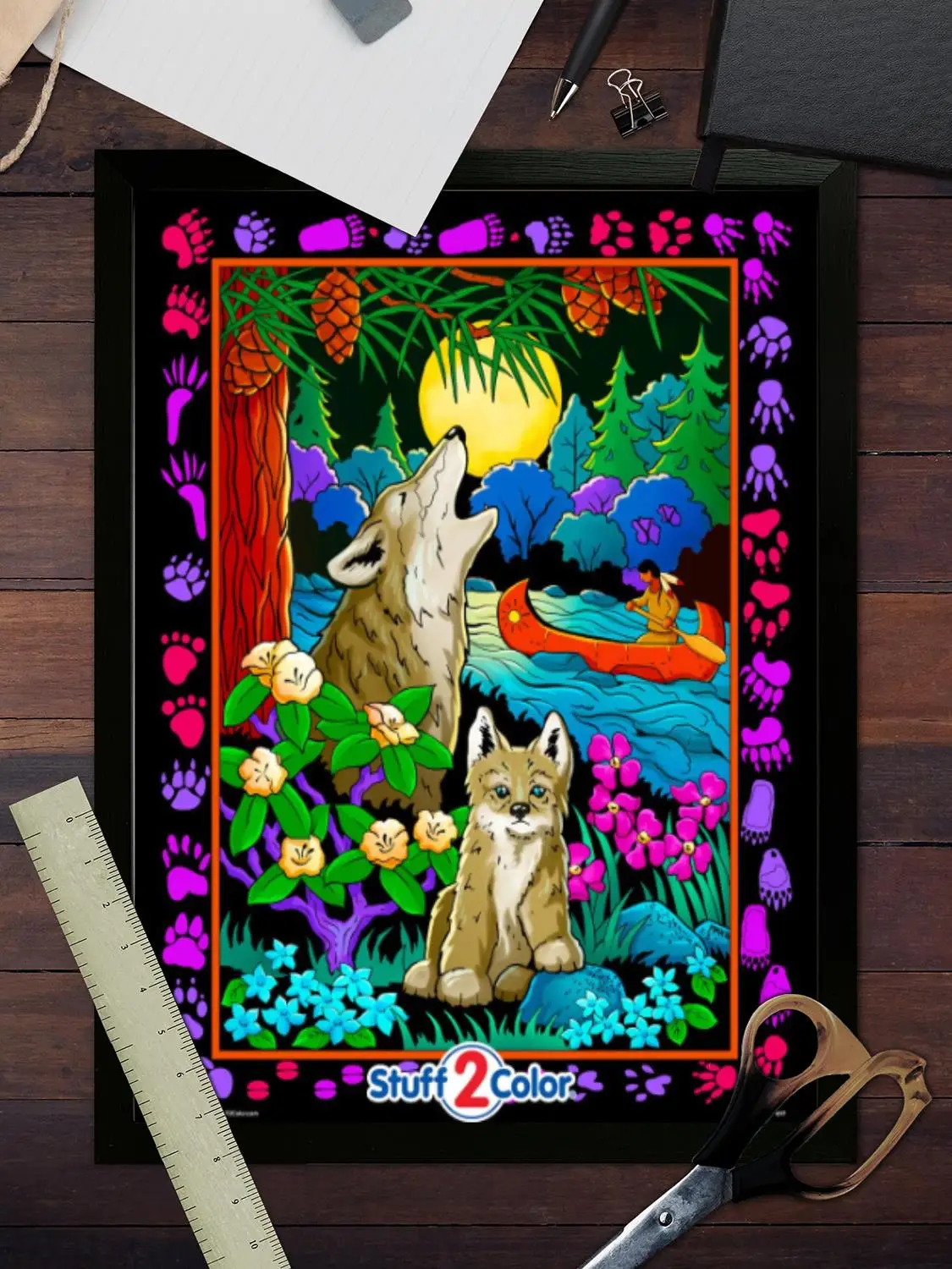 Раскраска волком холст художественный постер и настенное искусство печать с