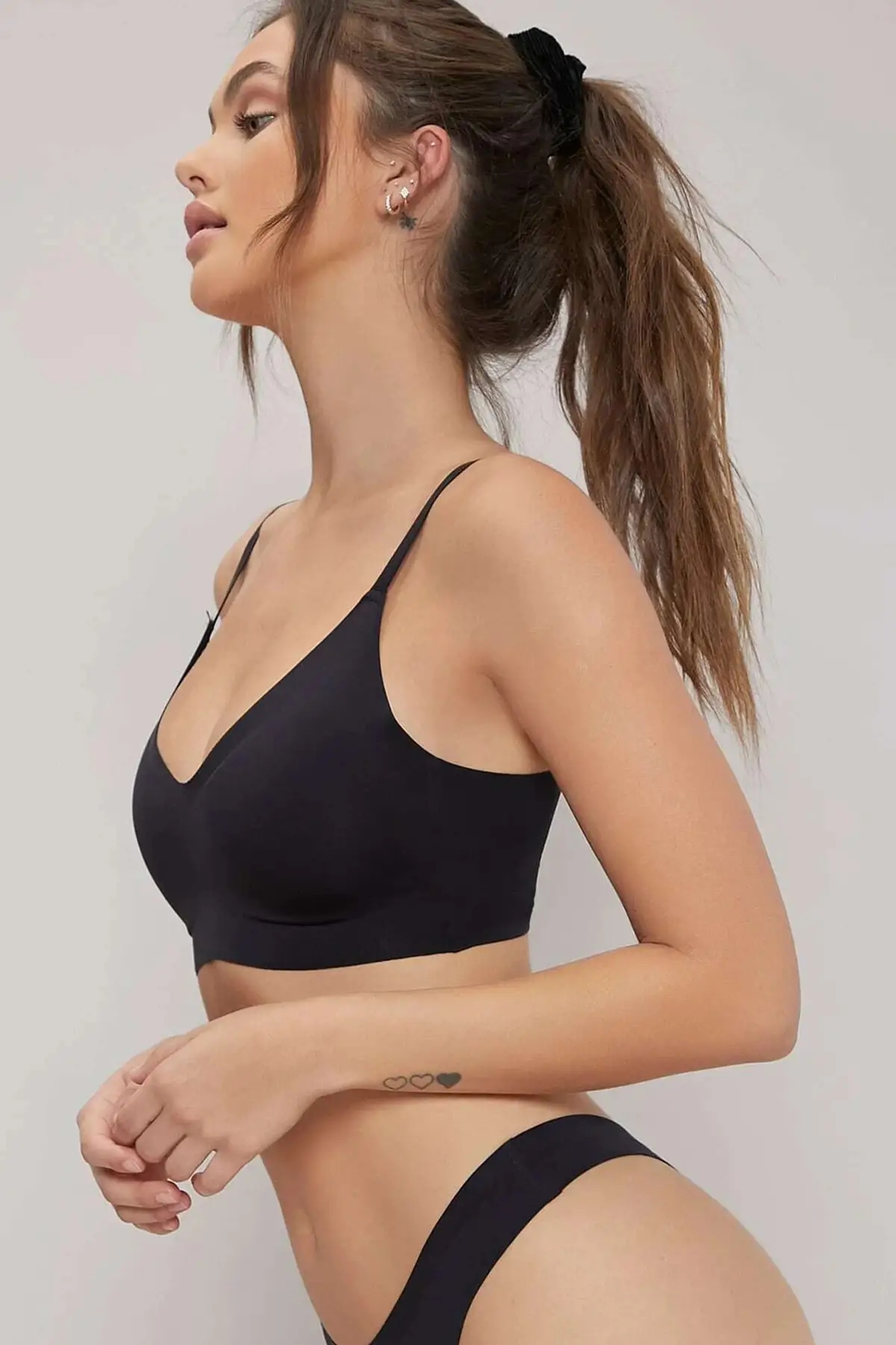 Women Burgundy Ruched Cross Bra Set