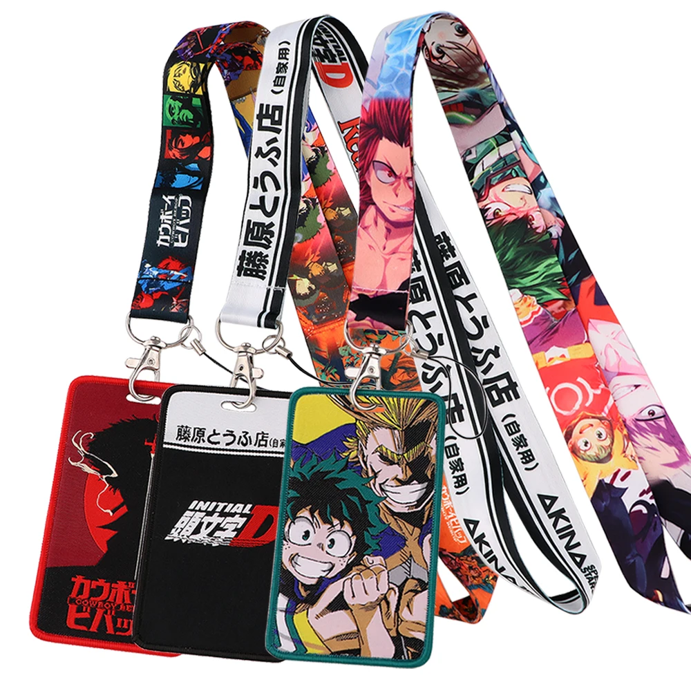 

Anime Characters Card Holder Neck Strap Lanyards Keychain Embroidery ID Credit Card Cover Hang Rope Keyrings Lanyard Fans Gifts