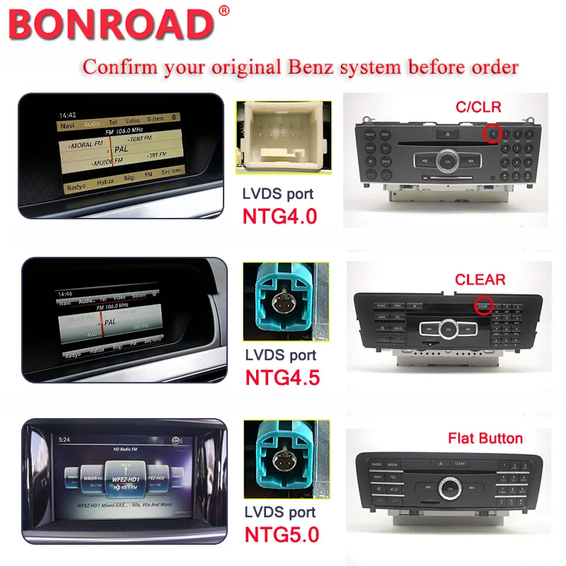 Bonroad Android автомобильный мультимедийный плеер Apple Carplay для Mercedes Benz C-class W204 W205 07-18